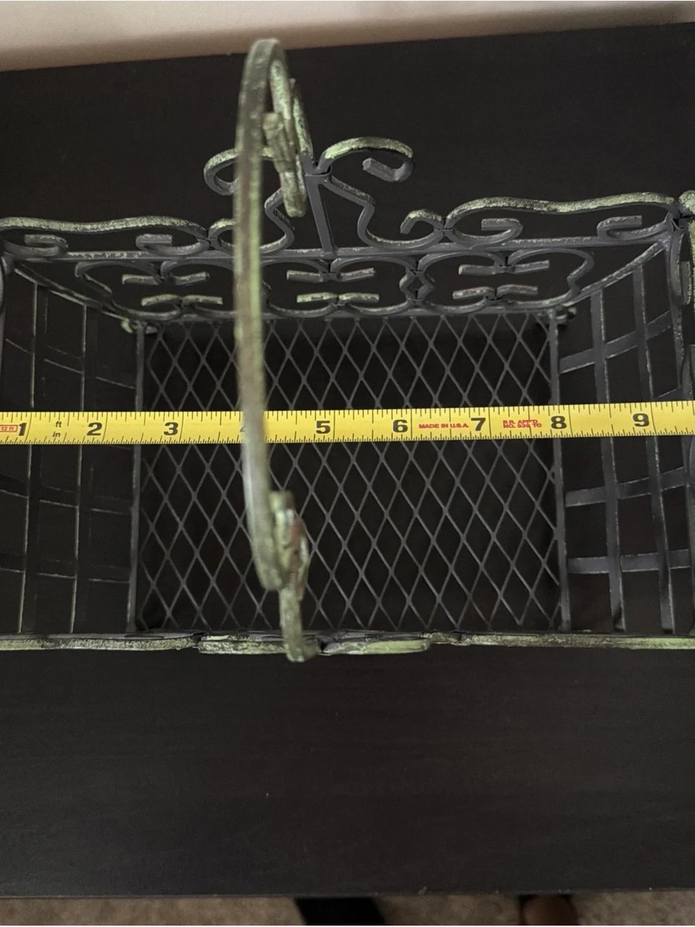 Metal-Wrought Iron Green Basket- French Country Style / Cottagecore/ Farmhouse